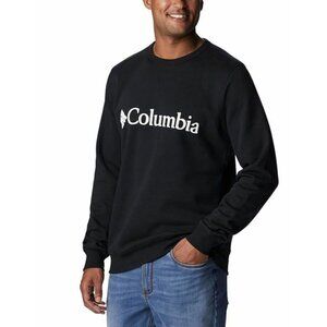 Columbia Crewneck Sweatshirt Trek Black Large Logomark Fleece Lined Men's Sz XXL